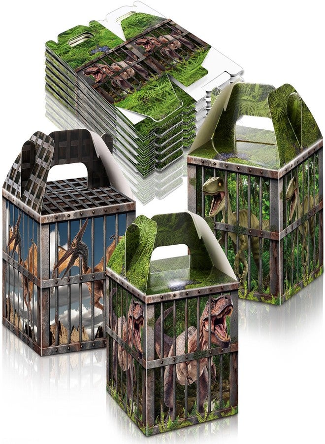 DoubleFill 12 Pcs Dinosaur Party Supplies Treat Boxes Dino Party Favor Boxes Tropical Jungle Dinosaur Gift Box Table Centerpieces Photography Props Decorations for Birthday Halloween Christmas - Image 1